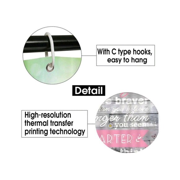 4-Pcs. Inspirational Quotes Shower Curtain Set - Picture 6 of 11